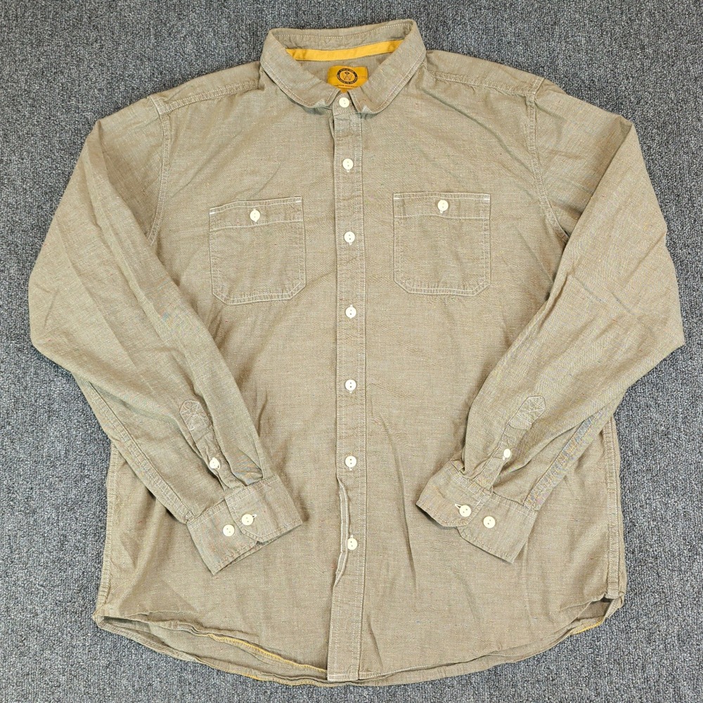 Stapleford Workwear Button Down Shirt Mens XL Brown Rainbow Neps Long Sleeve — photo 2
